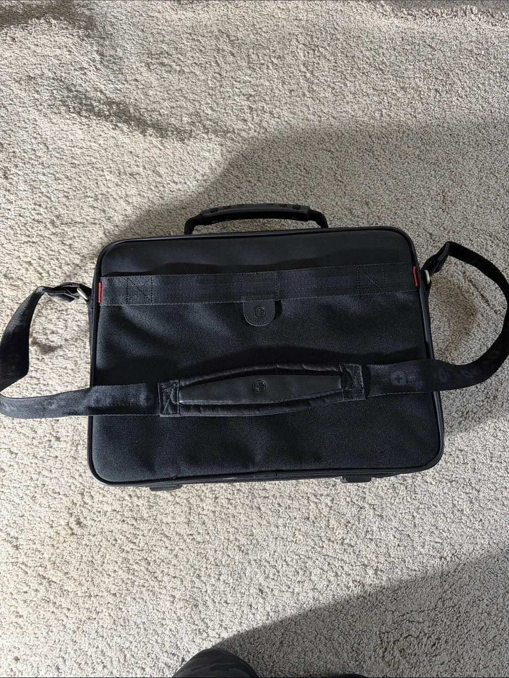 SwissGear Black Laptop Messenger Bag with Red Accent